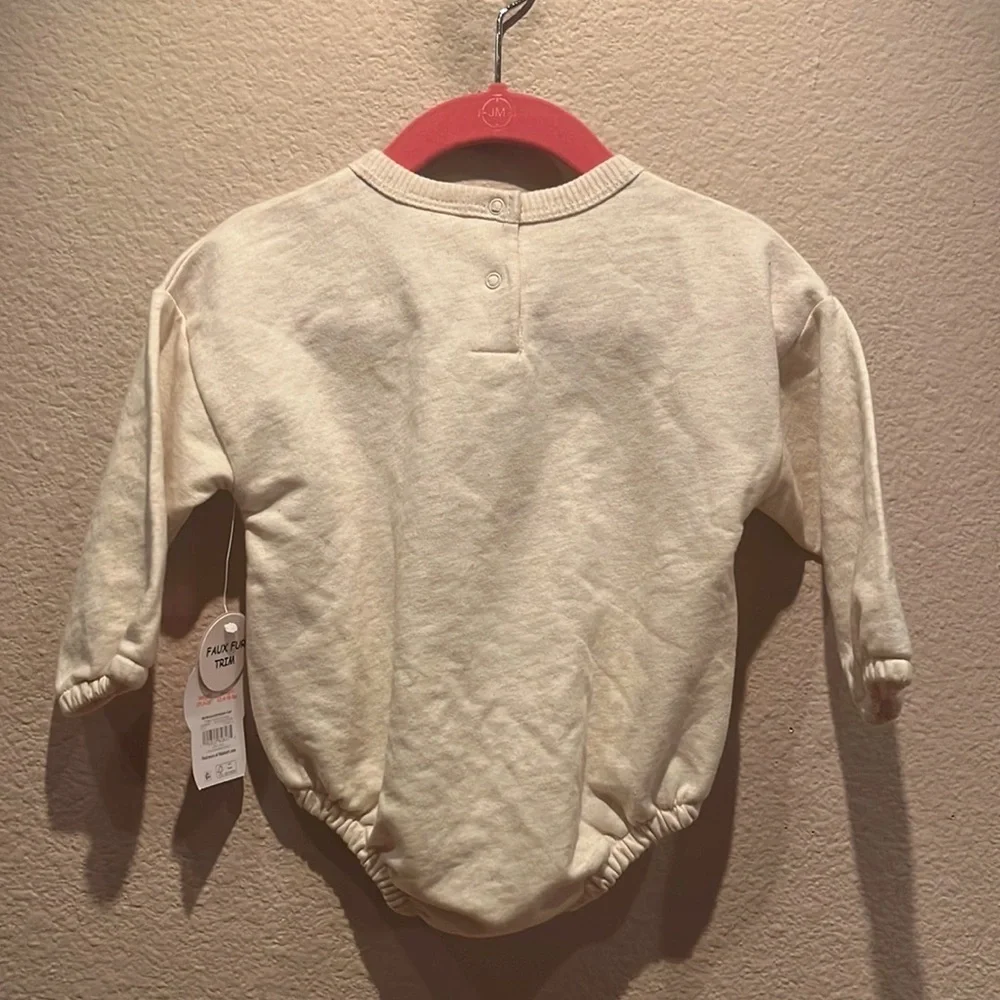 New Wonder Nation Bunny Sweatshirt Romper Onesie Size 3-6 Months NWT